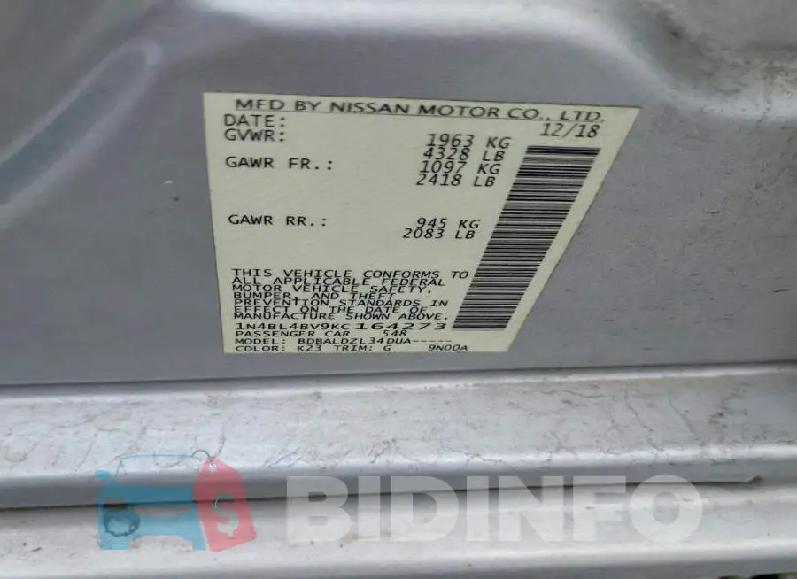 1N4BL4BV9KC164273 Photo# 12