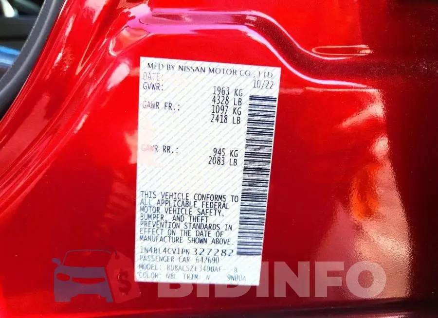 1N4BL4CV1PN327282 Photo# 12