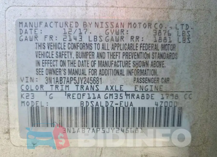 3N1AB7AP5JY245681 Photo# 12