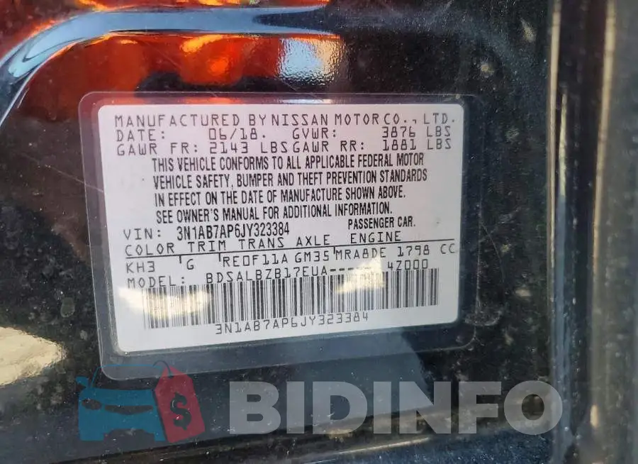 3N1AB7AP6JY323384 Photo# 12