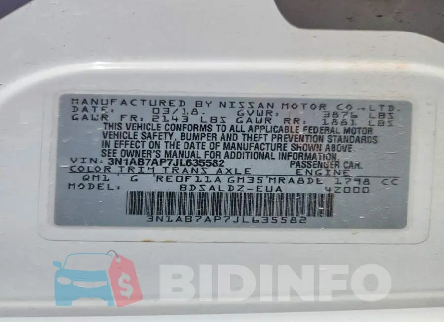 3N1AB7AP7JL635582 Photo# 12
