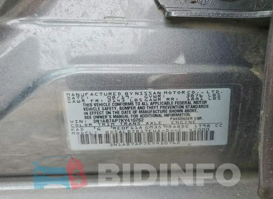 3N1AB7AP7KY410762 Photo# 12