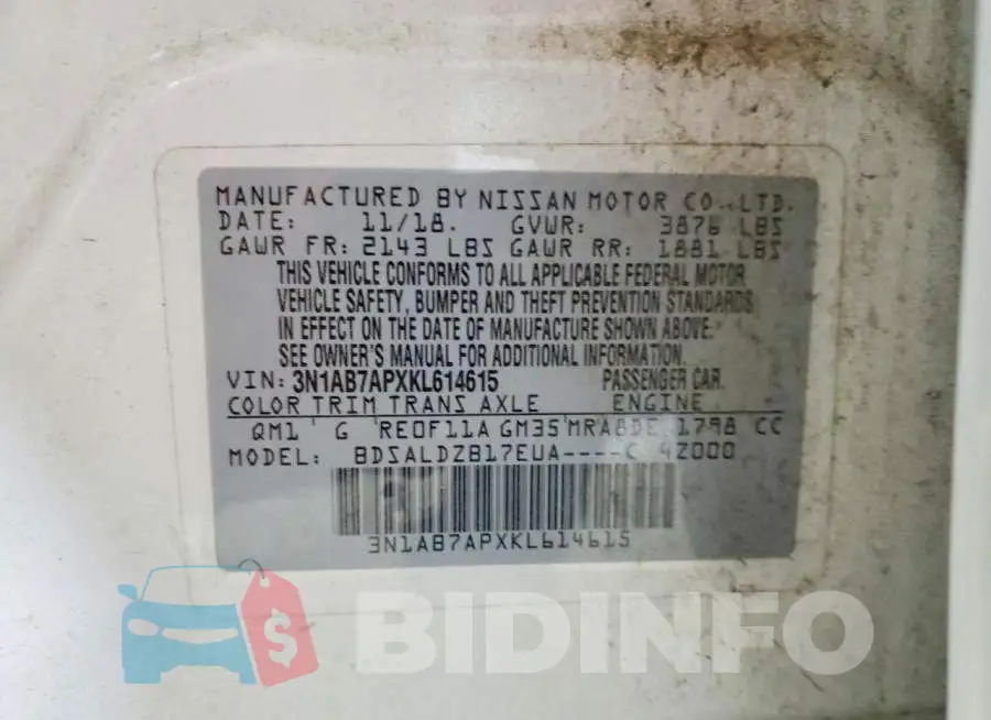 3N1AB7APXKL614615 Photo# 12