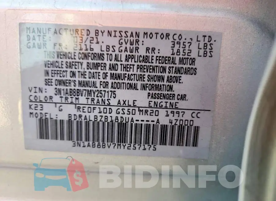 3N1AB8BV7MY257175 Photo# 13