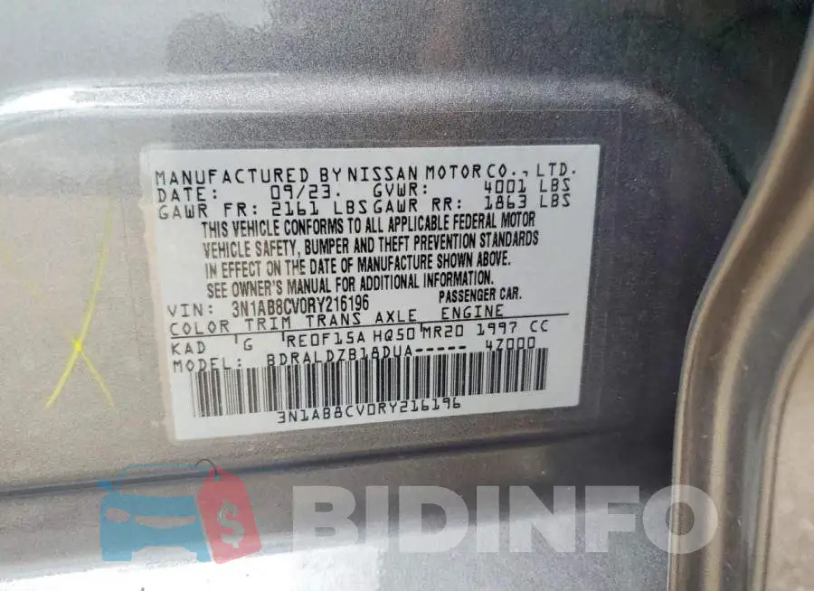 3N1AB8CV0RY216196 Photo# 12
