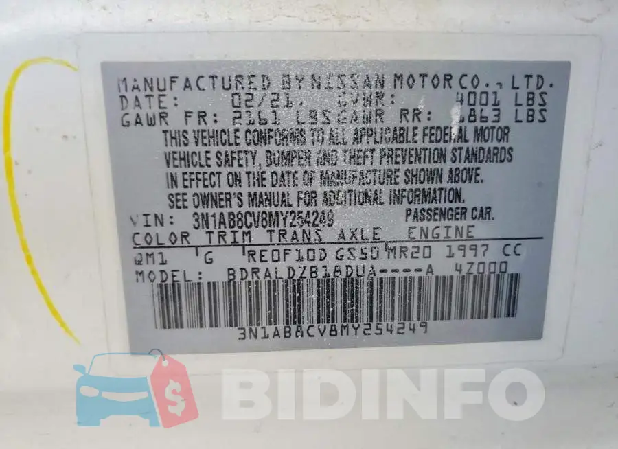 3N1AB8CV8MY254249 Photo# 12