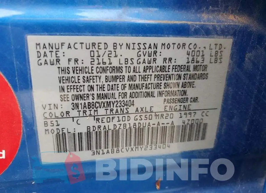 3N1AB8CVXMY233404 Photo# 12