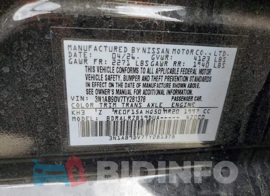 3N1AB9DV7TY281378 Photo# 12