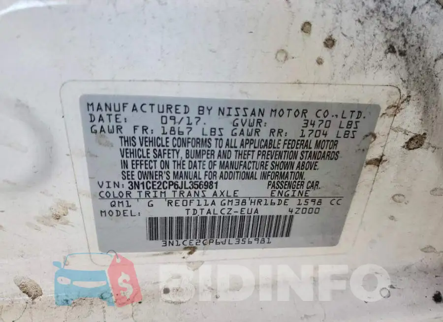 3N1CE2CP6JL356981 Photo# 12