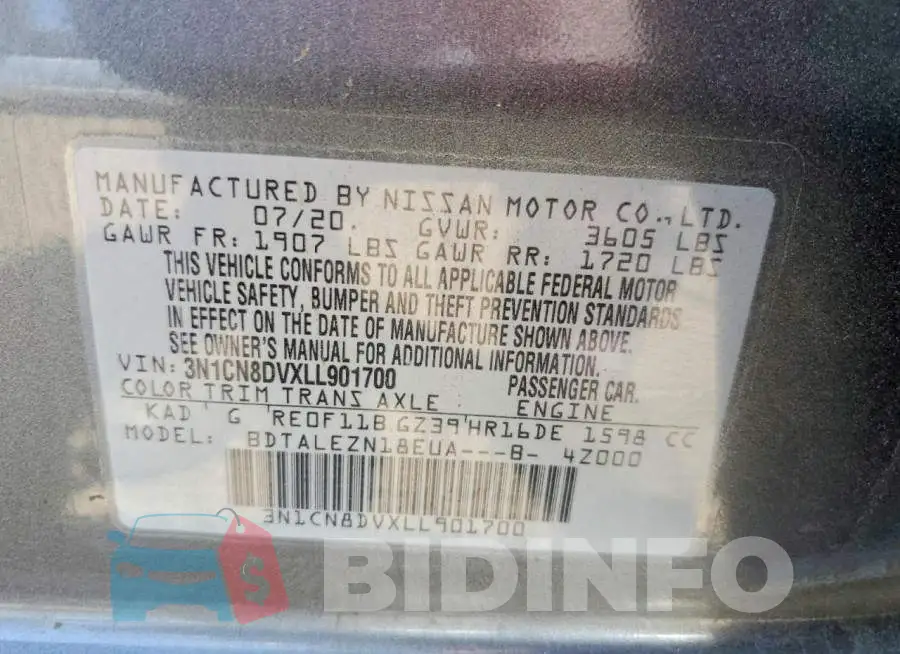 3N1CN8DVXLL901700 Photo# 12