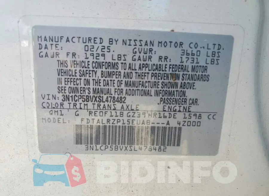 3N1CP5BVXSL478482 Photo# 13