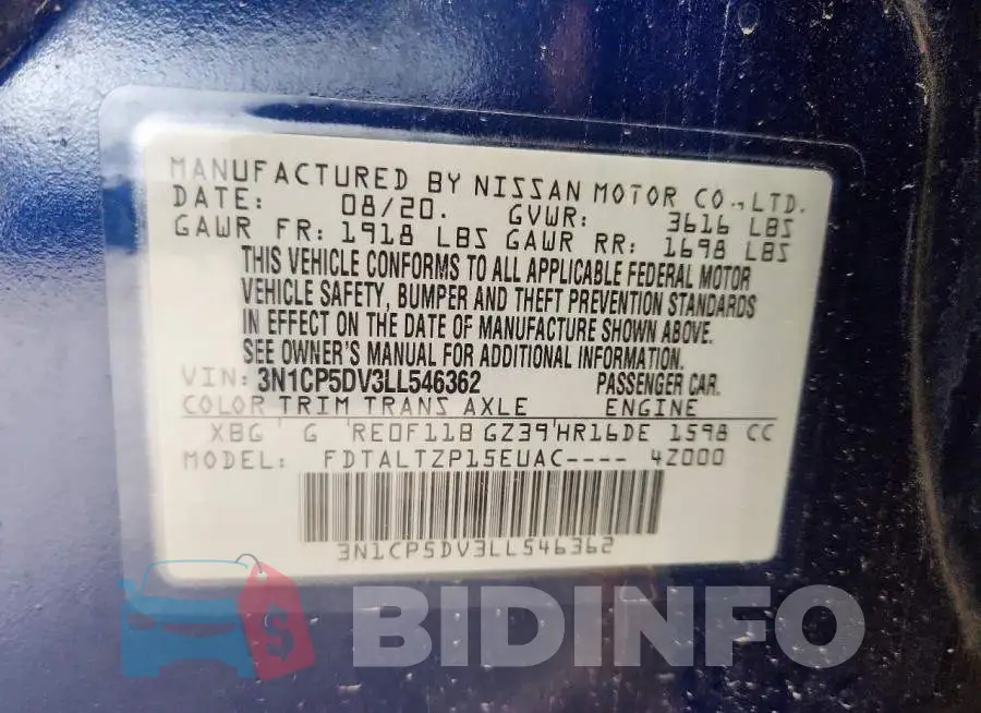 3N1CP5DV3LL546362 Photo# 13
