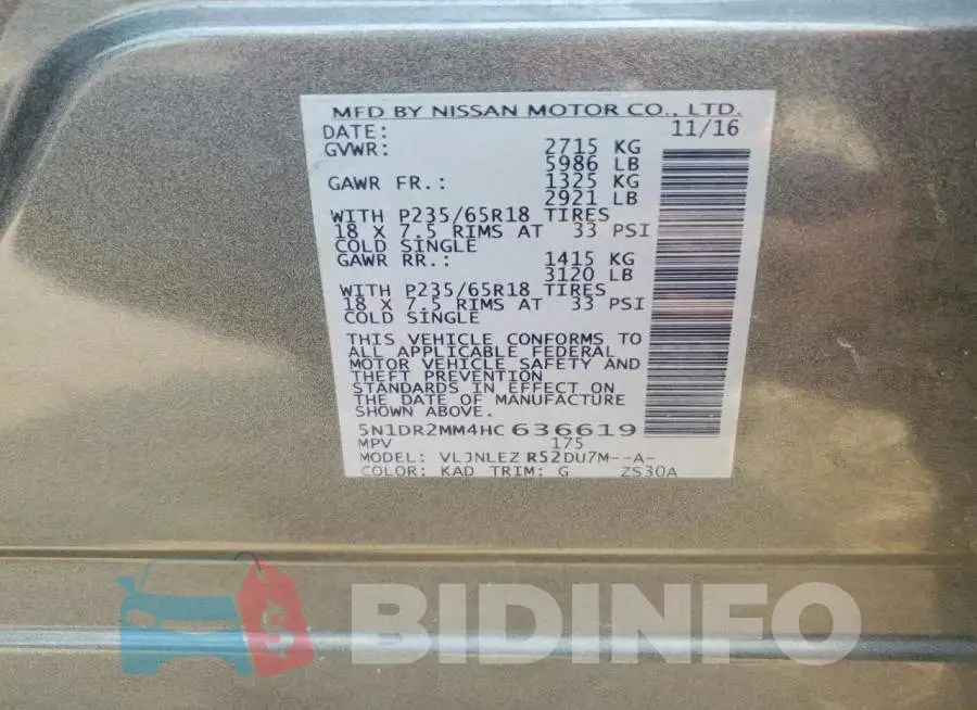 5N1DR2MM4HC636619 Photo# 12