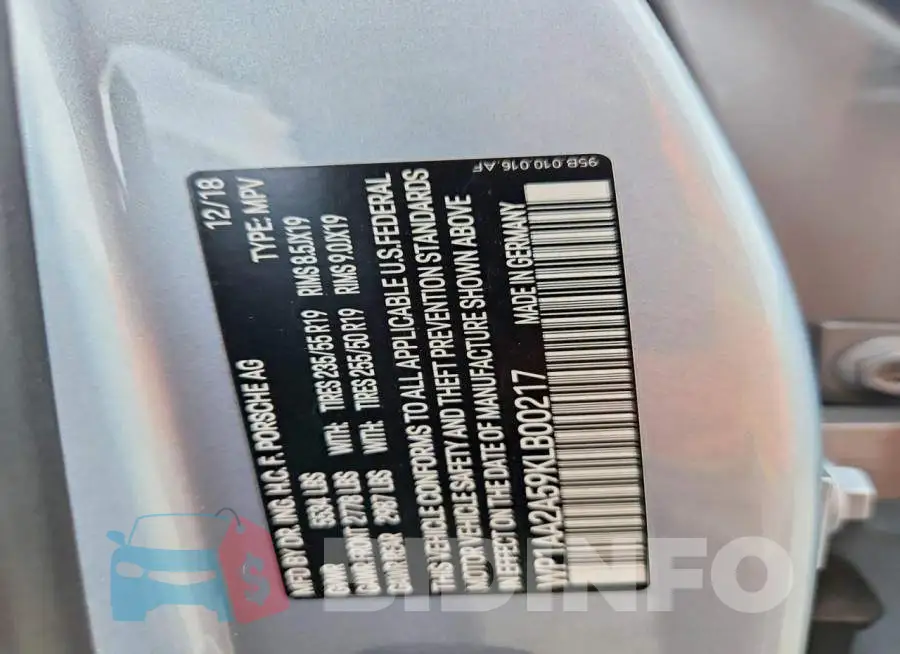 WP1AA2A59KLB00217 Photo# 14