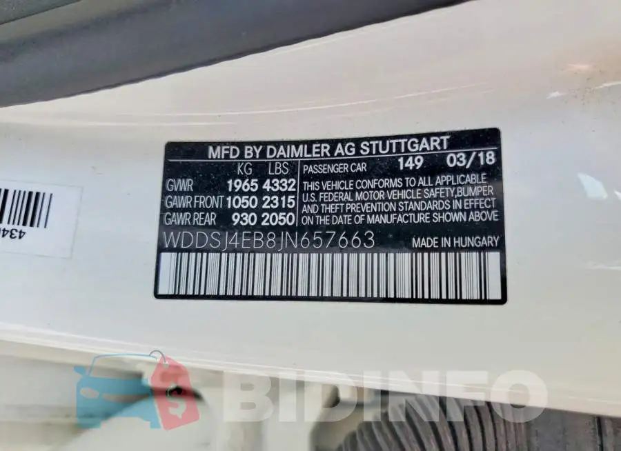 WDDSJ4EB8JN657663 Photo# 12