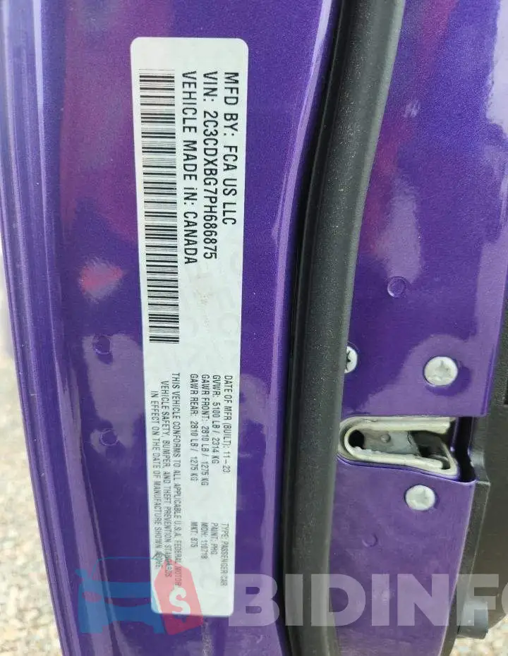 2C3CDXBG7PH686875 Photo# 13