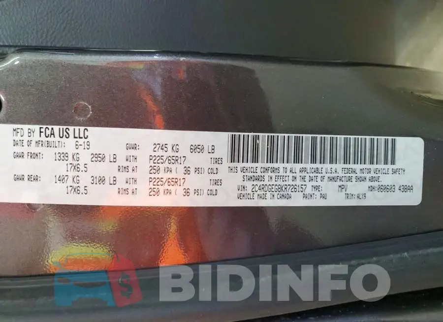 2C4RDGEG8KR726157 Photo# 14