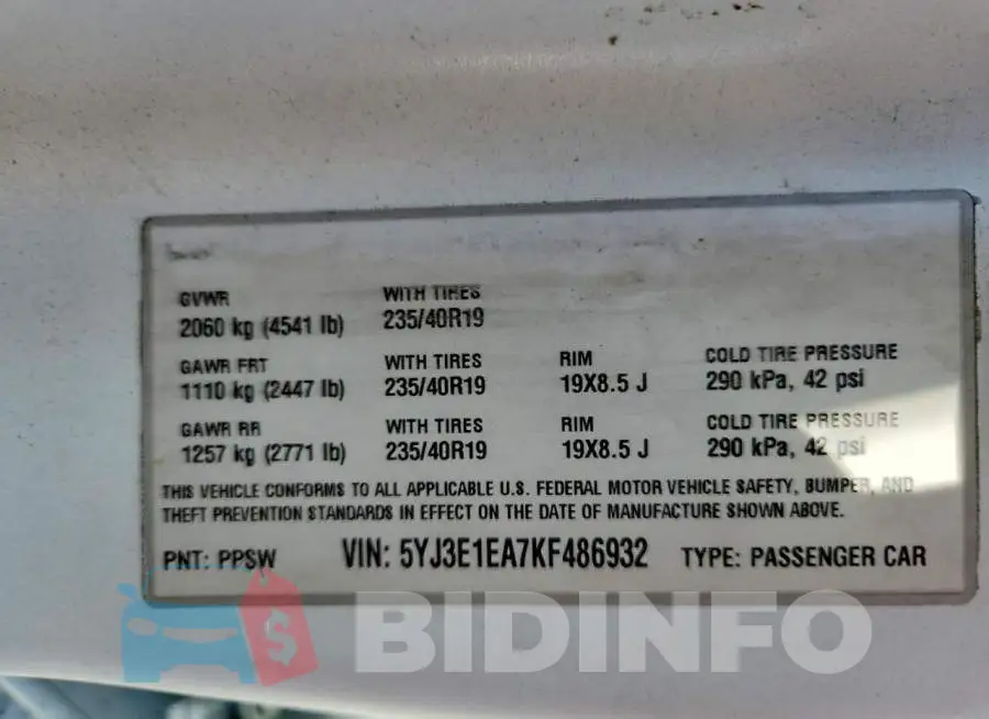 5YJ3E1EA7KF486932 Photo# 12