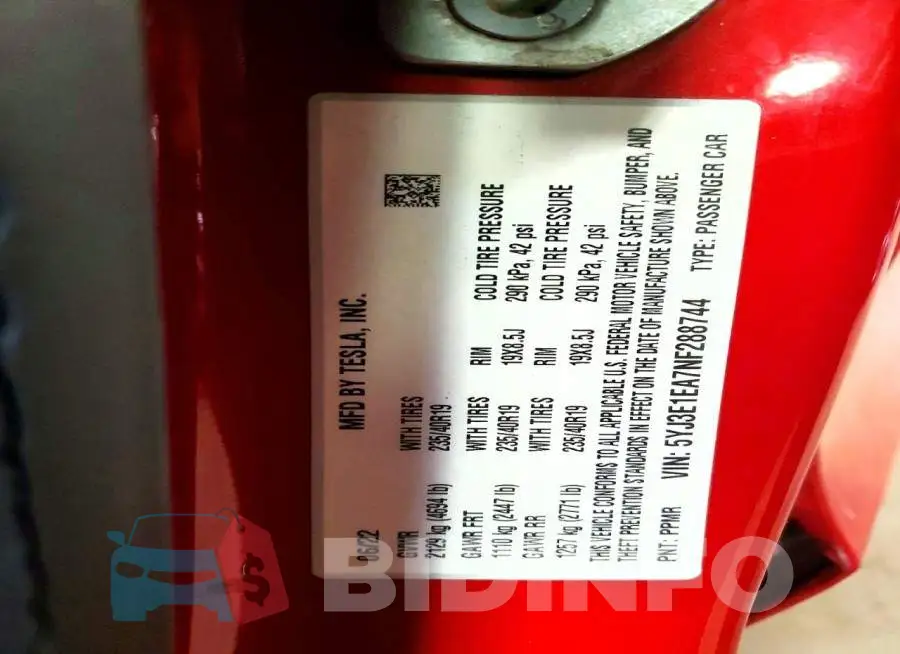 5YJ3E1EA7NF288744 Photo# 12