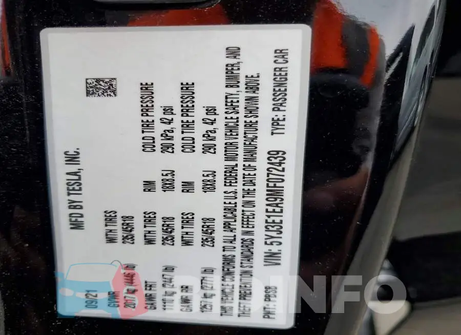 5YJ3E1EA9MF072439 Photo# 12