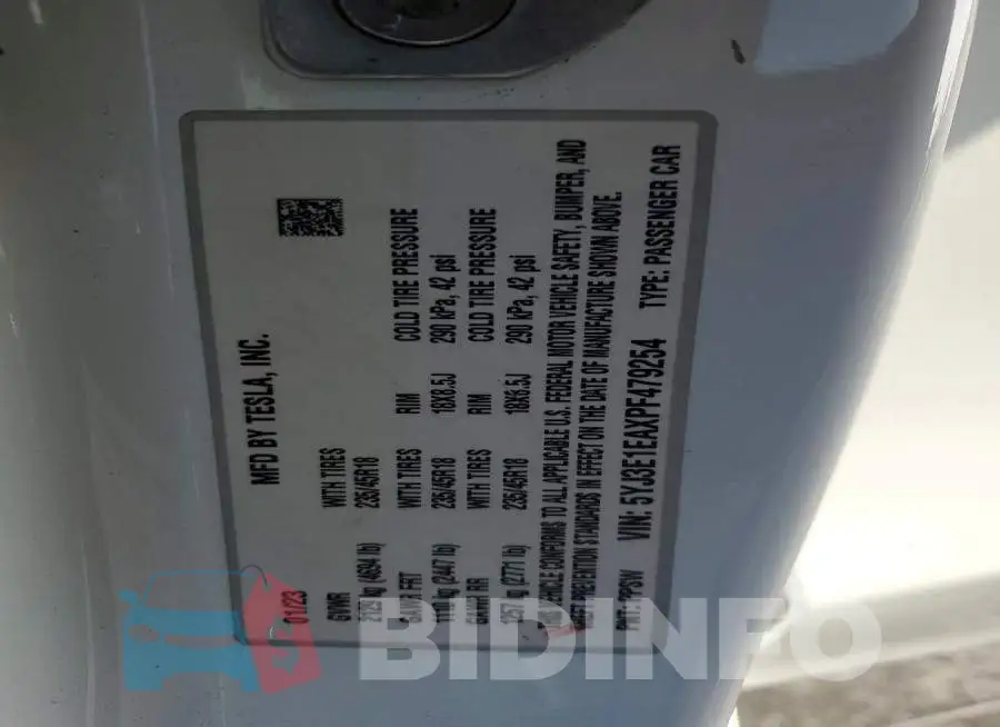 5YJ3E1EAXPF479254 Photo# 12