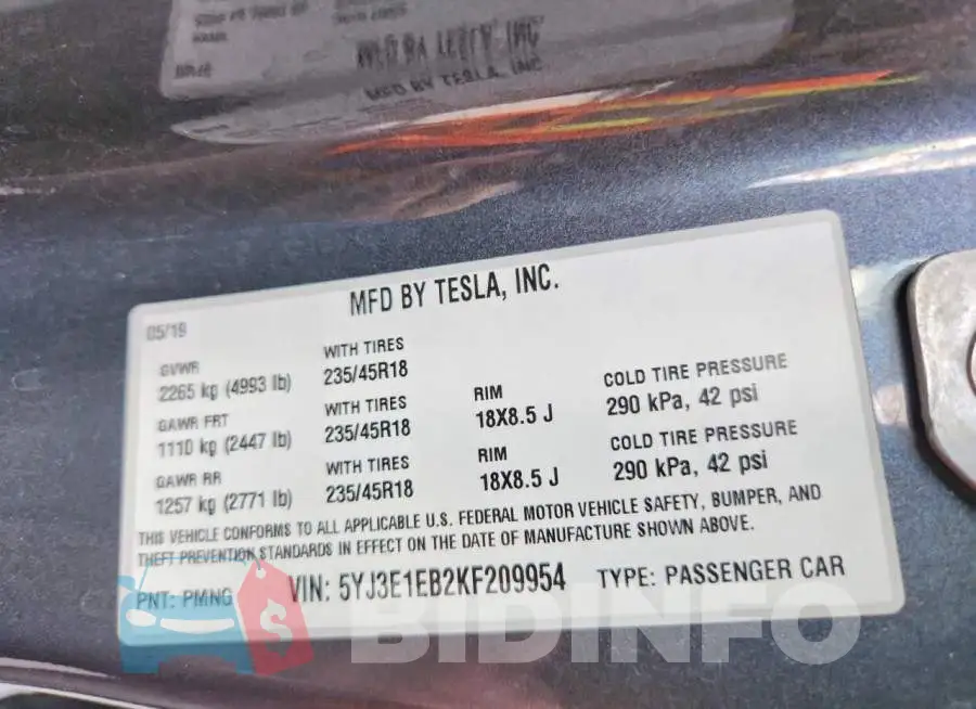 5YJ3E1EB2KF209954 Photo# 12