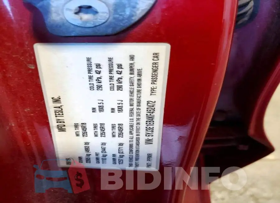 5YJ3E1EB4KF452472 Photo# 12