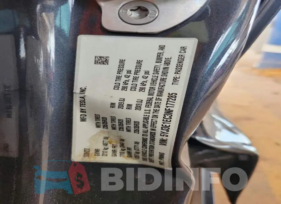 5YJ3E1EC3NF177285 Photo# 13
