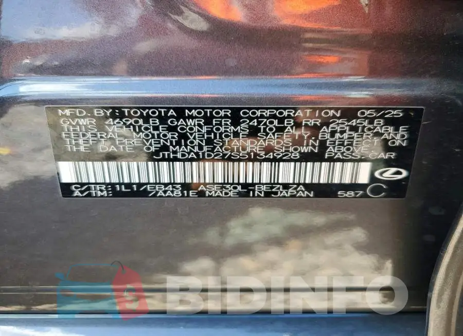 JTHDA1D27S5134928 Photo# 13