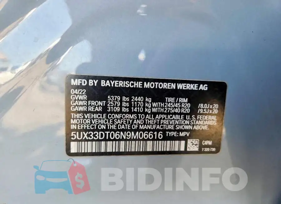 5UX33DT06N9M06616 Photo# 13