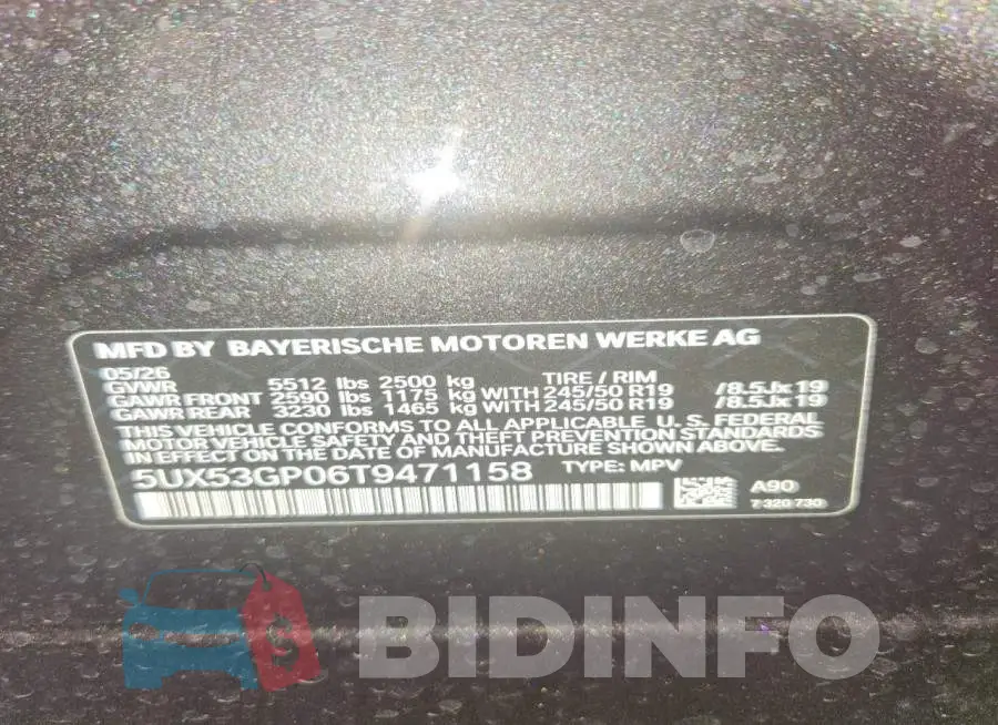 5UX53GP06T9471158 Photo# 14
