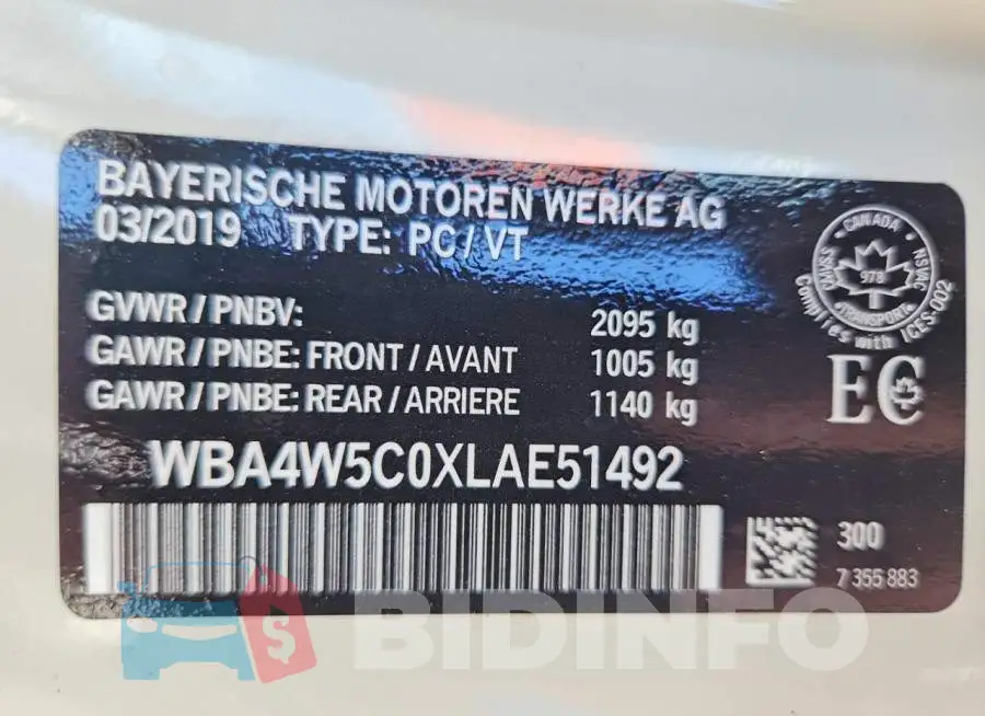 WBA4W5C0XLAE51492 Photo# 13