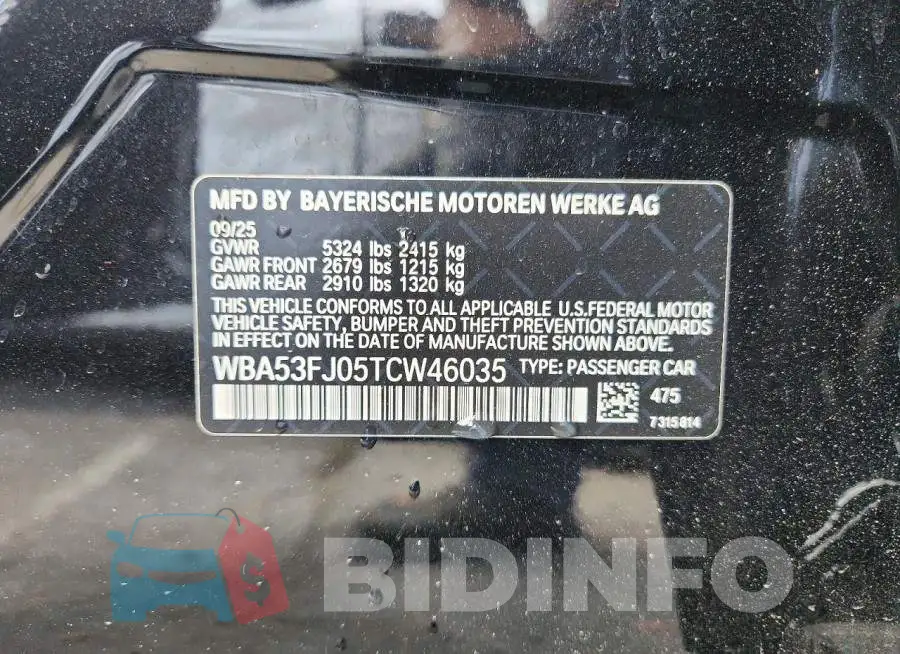 WBA53FJ05TCW46035 Photo# 12