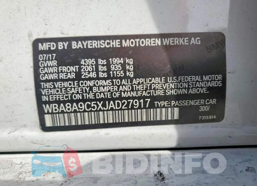 WBA8A9C5XJAD27917 Photo# 12