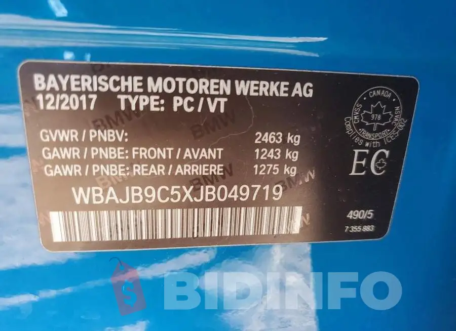 WBAJB9C5XJB049719 Photo# 12