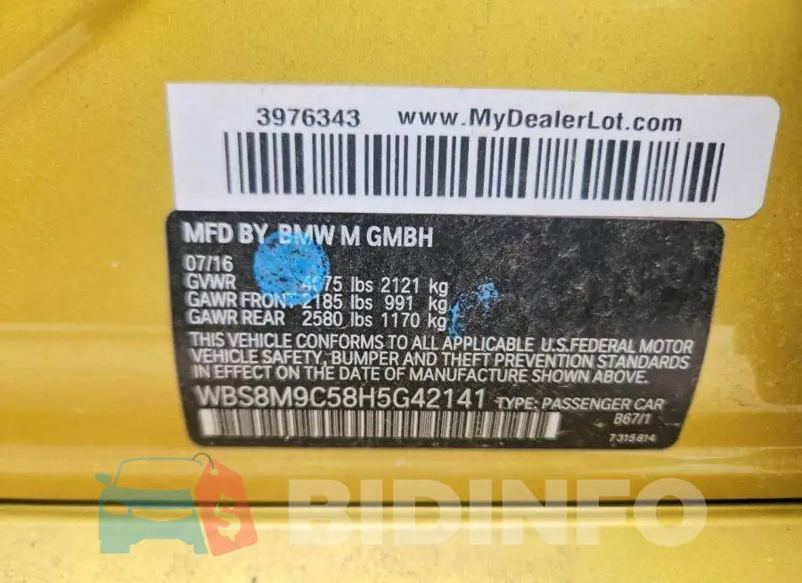WBS8M9C58H5G42141 Photo# 12