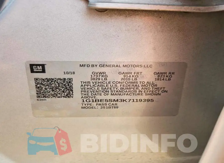 1G1BE5SM3K7119395 Photo# 12
