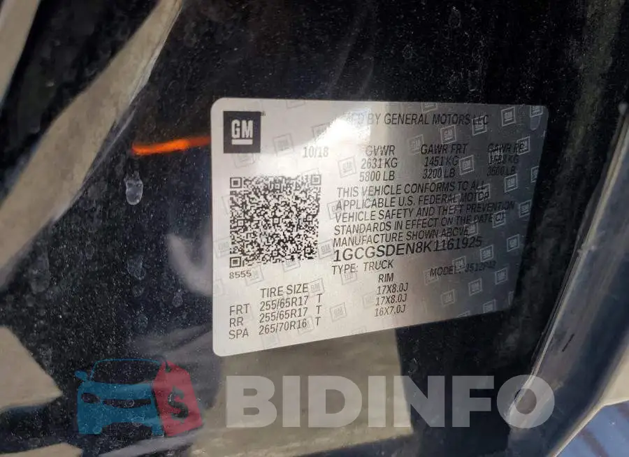 1GCGSDEN8K1161925 Photo# 12