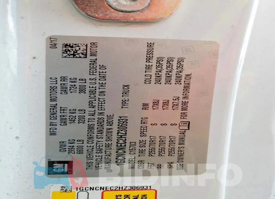 1GCNCNEC2HZ306931 Photo# 12