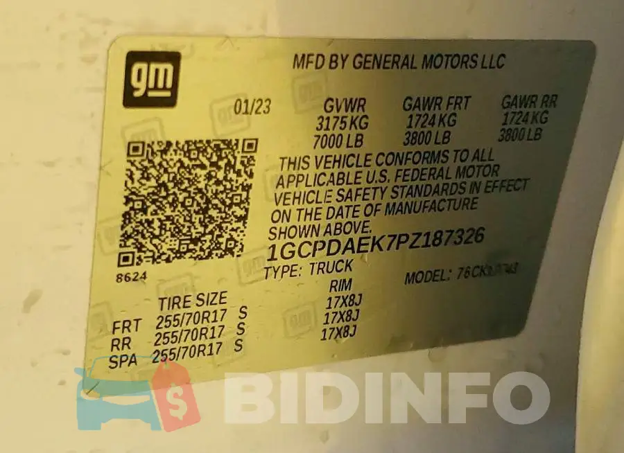 1GCPDAEK7PZ187326 Photo# 13