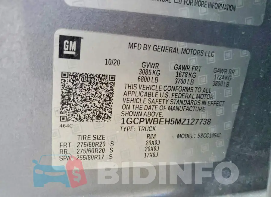 1GCPWBEH5MZ127738 Photo# 12