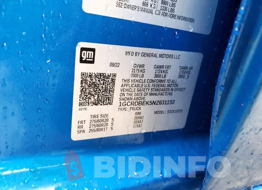 1GCRDBEK5NZ631153 Photo# 12