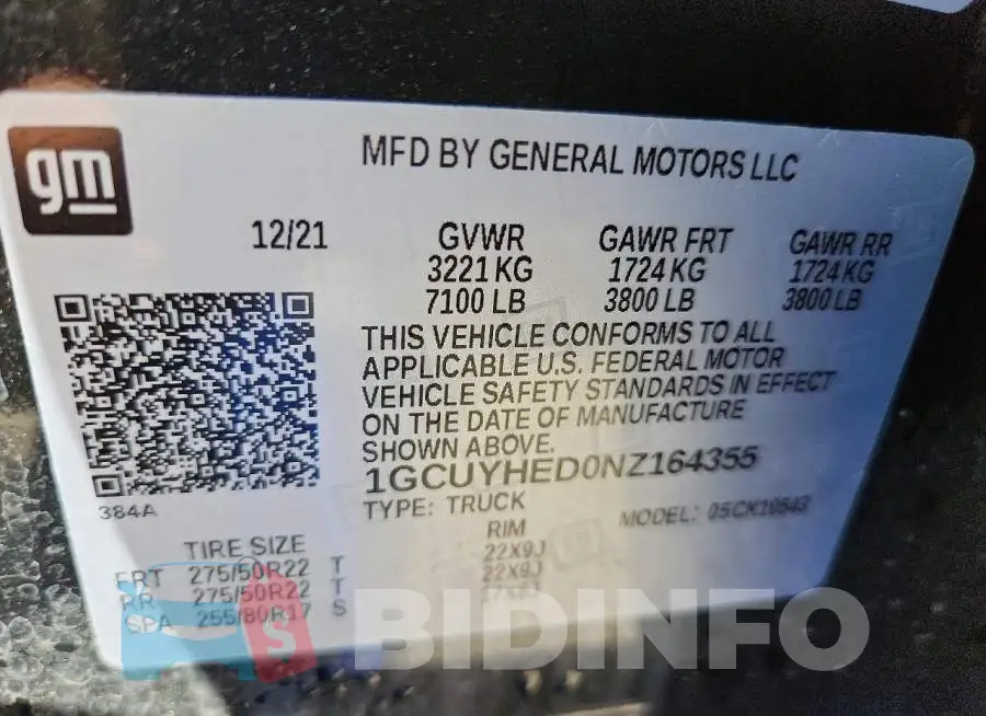 1GCUYHED0NZ164355 Photo# 13