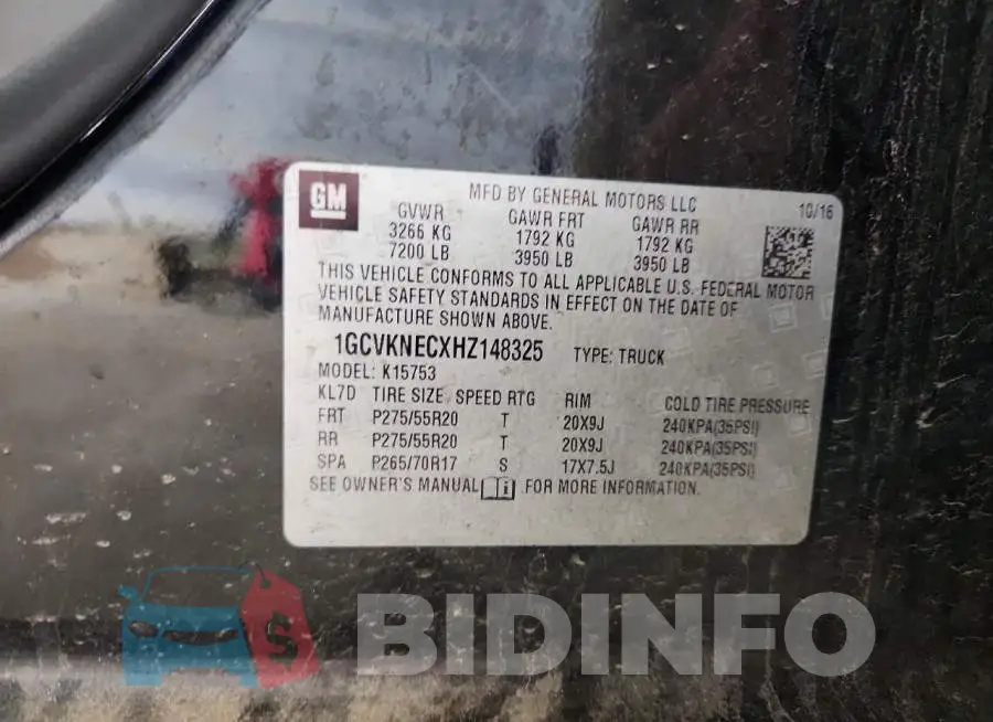 1GCVKNECXHZ148325 Photo# 12