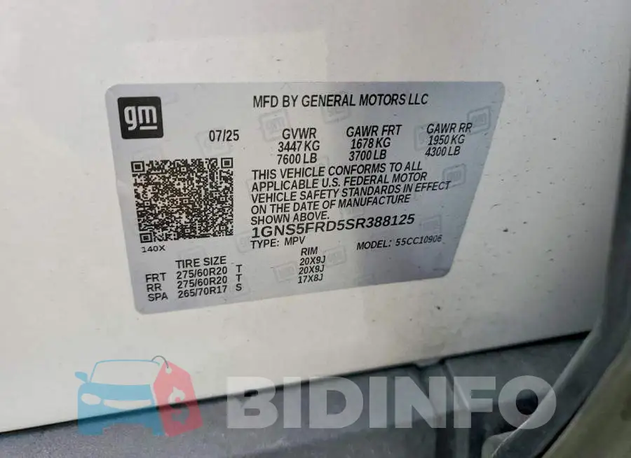 1GNS5FRD5SR388125 Photo# 14