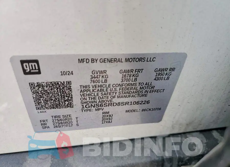 1GNS6SRD8SR106226 Photo# 13