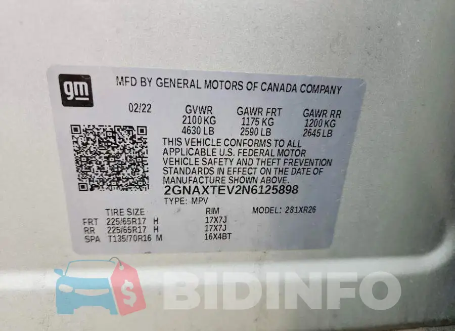 2GNAXTEV2N6125898 Photo# 13