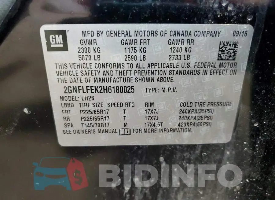 2GNFLFEK2H6180025 Photo# 13