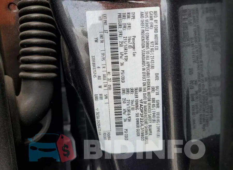 1FADP3F22JL319803 Photo# 12
