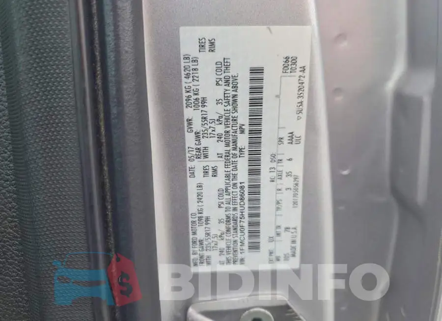 1FMCU0F75HUD86081 Photo# 13